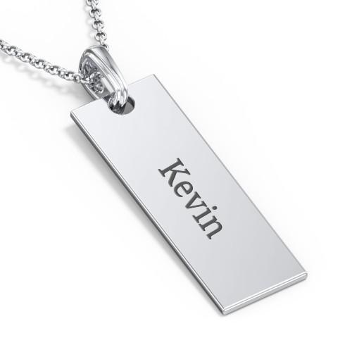Men's Engravable Long Tag Necklace – Sterling Silver