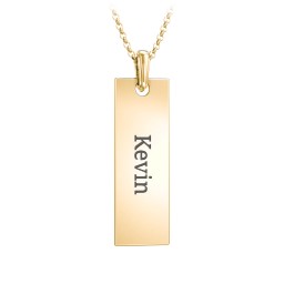 Men's Engravable Long Tag Necklace in 10K Solid Yellow Gold