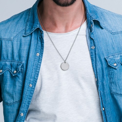 Men's Engravable Disc Necklace – Sterling Silver
