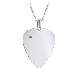 Men's Engravable Guitar Pick Fraternity Necklace with Gemstone
