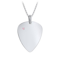Men's Engravable Guitar Pick Fraternity Necklace with Gemstone