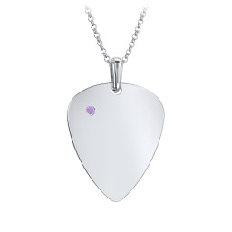 Men's Engravable Guitar Pick Fraternity Necklace with Gemstone