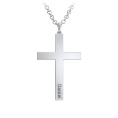 Men's Classic Engravable Cross Necklace – 10K Yellow Gold