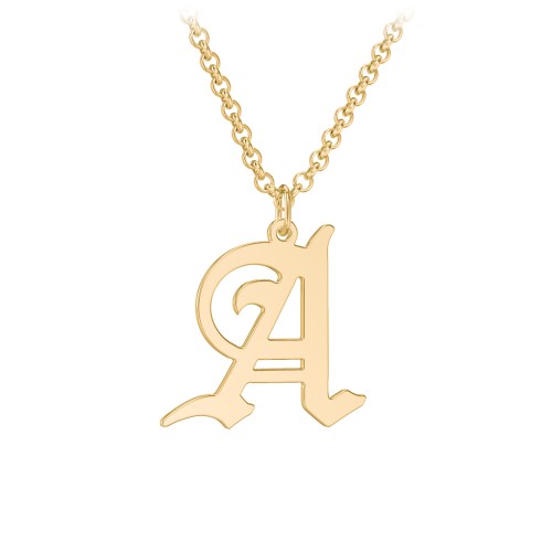 Men's Gothic Initial Pendant Necklace - A – 10K Yellow Gold