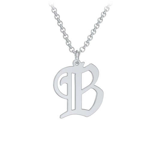 Men's Gothic Initial Pendant Necklace - B – Sterling Silver