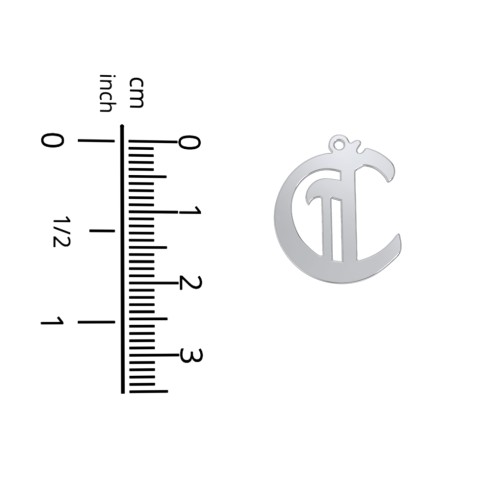 Men's Gothic Initial Pendant Necklace - C – Sterling Silver