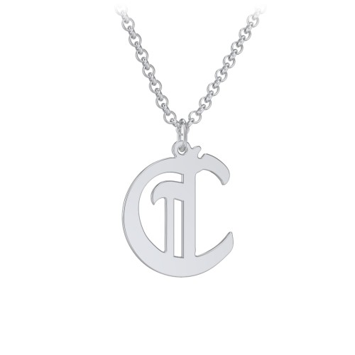 Men's Gothic Initial Pendant Necklace - C – Sterling Silver