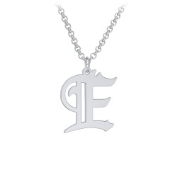 Men's Gothic Initial Pendant Necklace - E – Sterling Silver