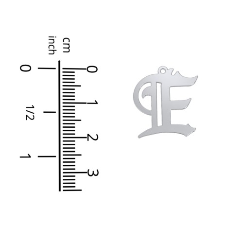 Men's Gothic Initial Pendant Necklace - E – Sterling Silver