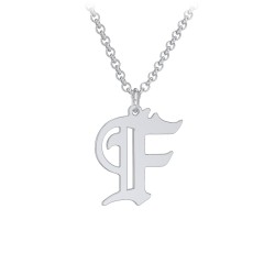 Men's Gothic Initial Pendant Necklace - F – Sterling Silver