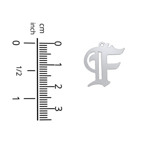 Men's Gothic Initial Pendant Necklace - F – Sterling Silver
