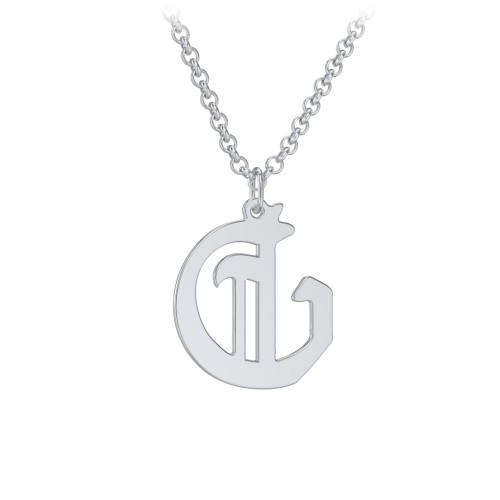 Men's Gothic Initial Pendant Necklace - G