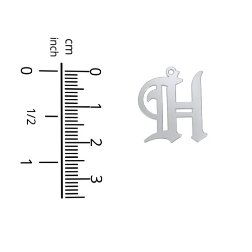 Men's Gothic Initial Pendant Necklace - H – Sterling Silver