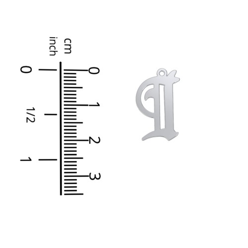 Men's Gothic Initial Pendant Necklace - I – Sterling Silver