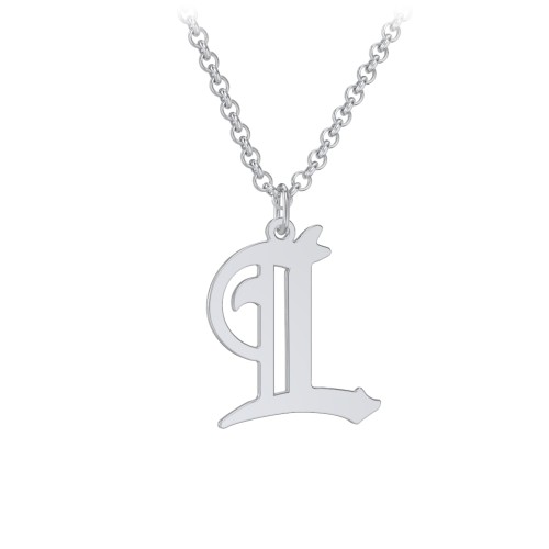 Men's Gothic Initial Pendant Necklace - L – Sterling Silver