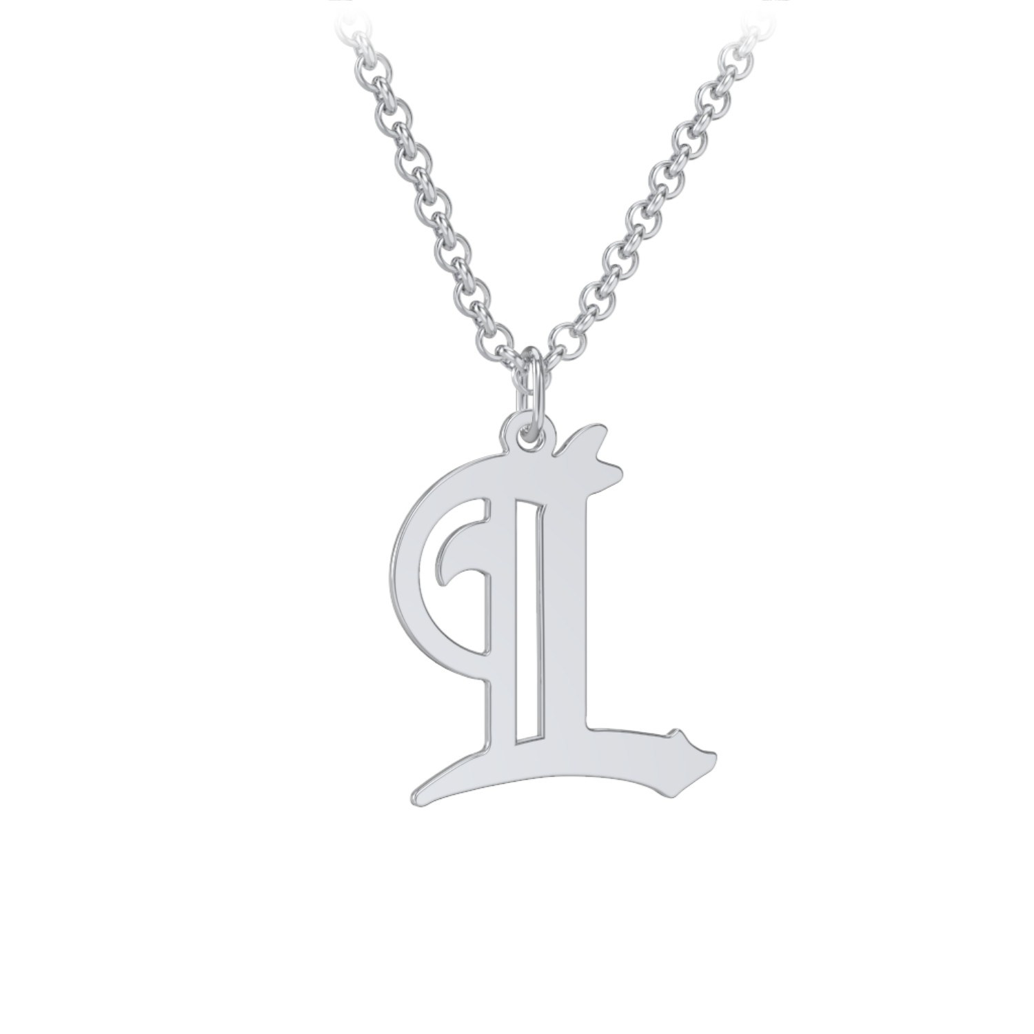 Men's Gothic Initial Pendant Necklace - L