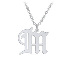 Men's Gothic Initial Pendant Necklace - M – Sterling Silver