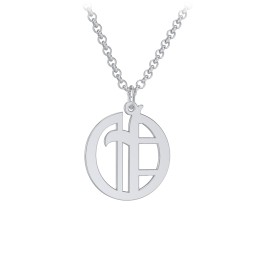 Men's Gothic Initial Pendant Necklace - O in 925 Sterling Silver