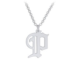 Men's Gothic Initial Pendant Necklace - P – Sterling Silver