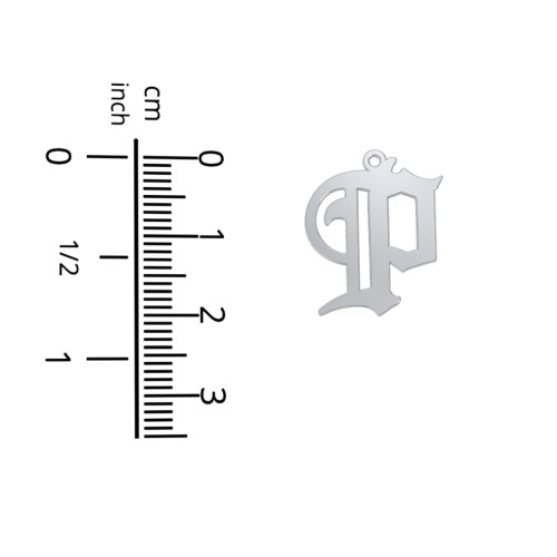 Men's Gothic Initial Pendant Necklace - P – Sterling Silver