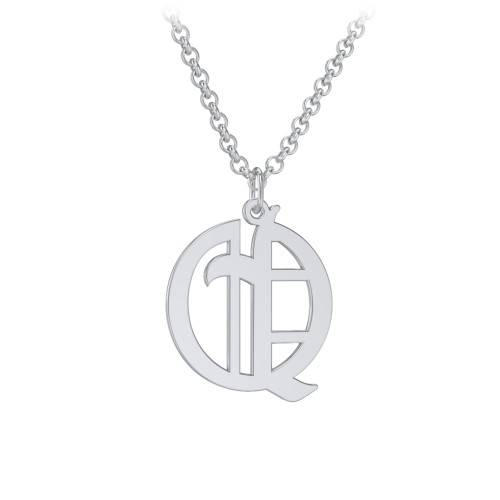 Men's Gothic Initial Pendant Necklace - Q – Sterling Silver