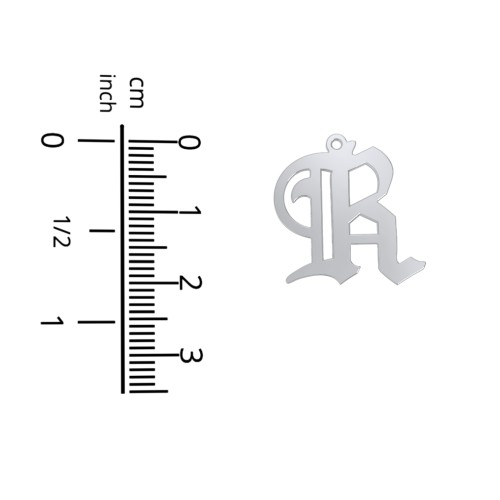 Men's Gothic Initial Pendant Necklace - R – Sterling Silver