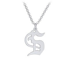 Men's Gothic Initial Pendant Necklace - S – Sterling Silver