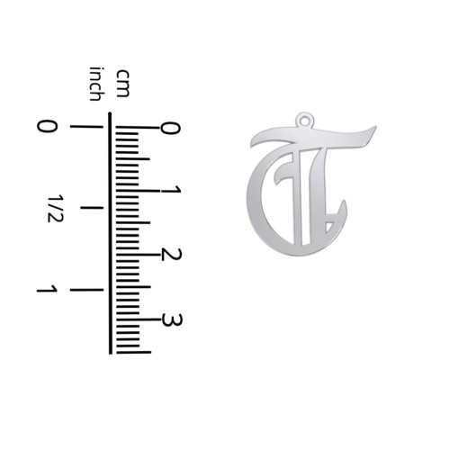Men's Gothic Initial Pendant Necklace - T – Sterling Silver