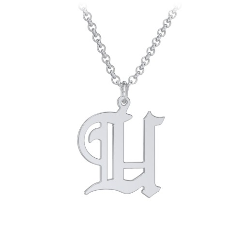 Men's Gothic Initial Pendant Necklace - U – Sterling Silver