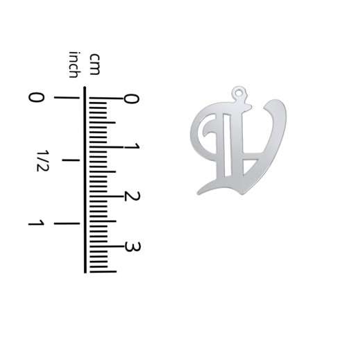 Men's Gothic Initial Pendant Necklace - V – Sterling Silver