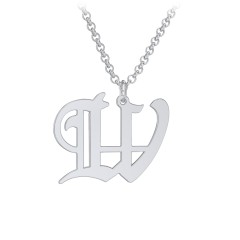 Men's Gothic Initial Pendant Necklace - W – Sterling Silver