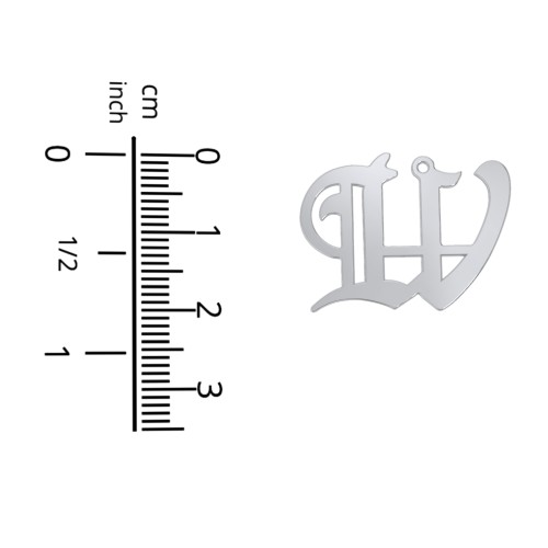 Men's Gothic Initial Pendant Necklace - W – Sterling Silver