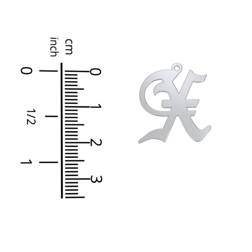 Men's Gothic Initial Pendant Necklace - X – Sterling Silver