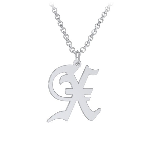 Men's Gothic Initial Pendant Necklace - X – Sterling Silver