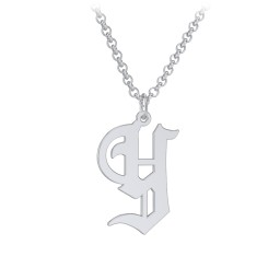 Men's Gothic Initial Pendant Necklace - Y in 925 Sterling Silver