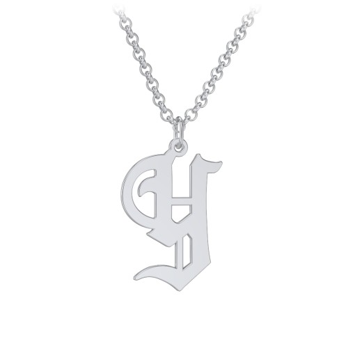 Men's Gothic Initial Pendant Necklace - Y – Sterling Silver