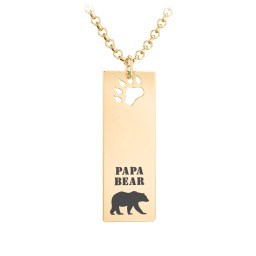 Men's Engravable PAPA BEAR Long Tag Necklace