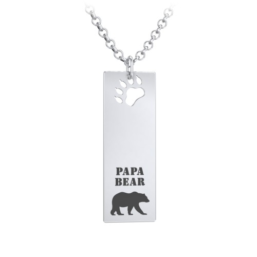Men's Engravable PAPA BEAR Long Tag Necklace
