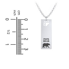 Men's Engravable PAPA BEAR Long Tag Necklace
