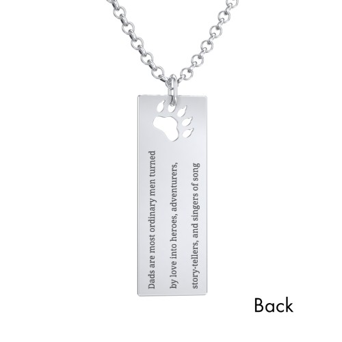 Men's Engravable PAPA BEAR Long Tag Necklace – Sterling Silver