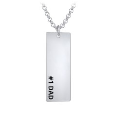 Men's Engravable #1 DAD Long Tag Necklace – Sterling Silver