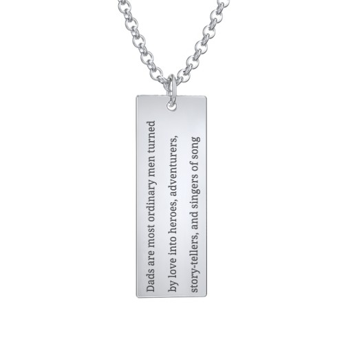 Men's Engravable #1 DAD Long Tag Necklace – Sterling Silver
