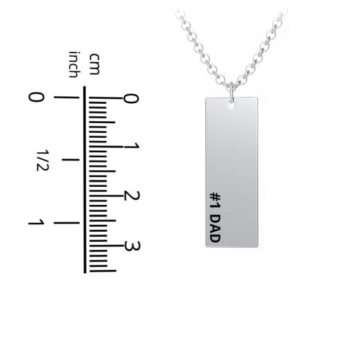 Men's Engravable #1 DAD Long Tag Necklace – Sterling Silver