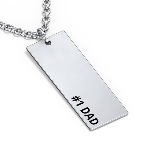 Men's Engravable #1 DAD Long Tag Necklace – Sterling Silver