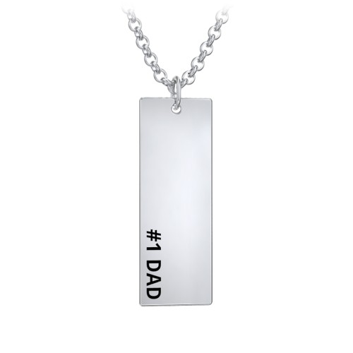 Men's Engravable #1 DAD Long Tag Necklace – Sterling Silver