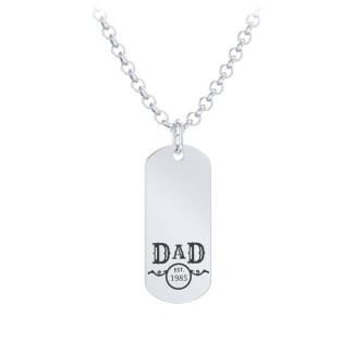 Men's Engravable DAD Tag Necklace with Year