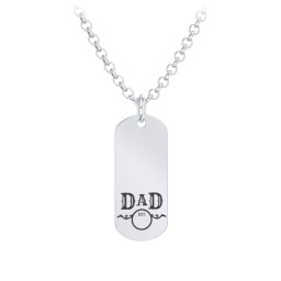 Men's Engravable DAD Tag Necklace with Year in 925 Sterling Silver