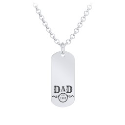 Men's Engravable DAD Tag Necklace with Year in 925 Sterling Silver