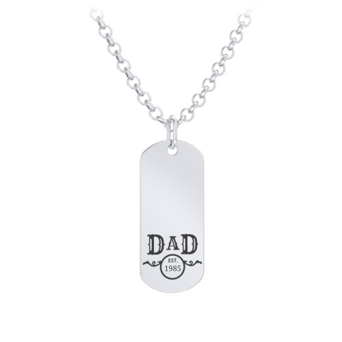 Men's Engravable DAD Tag Necklace with Year – Sterling Silver
