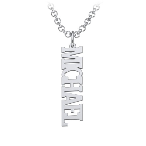 Men's Personalized Vertical Name Necklace – Sterling Silver